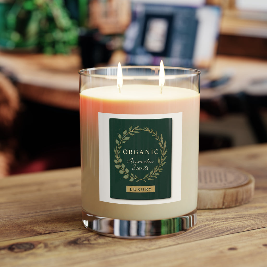 Luxury Organic Aromatic Scents Candle – 11oz Scented Glass Jar