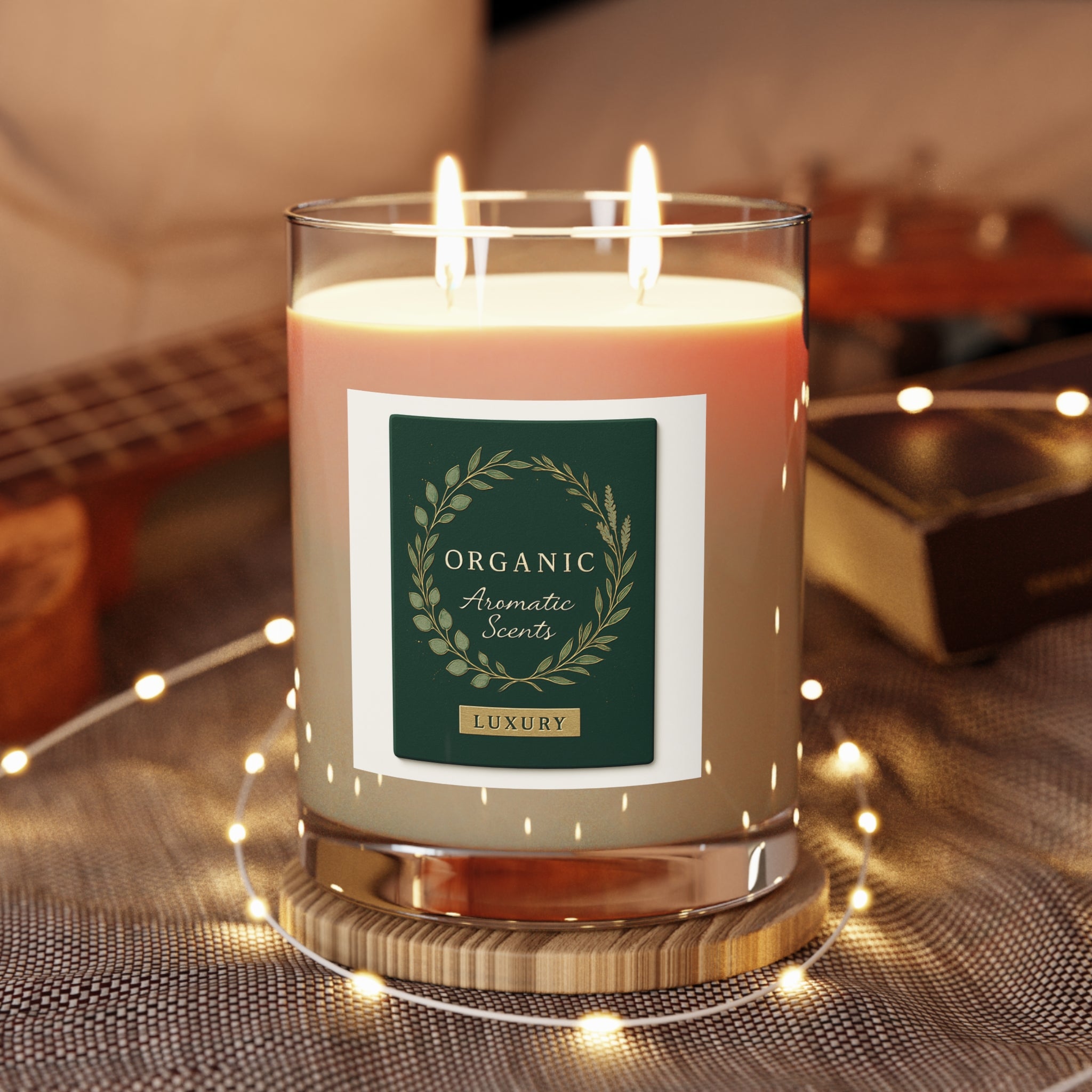 Luxury Organic Aromatic Scents Candle – 11oz Scented Glass Jar
