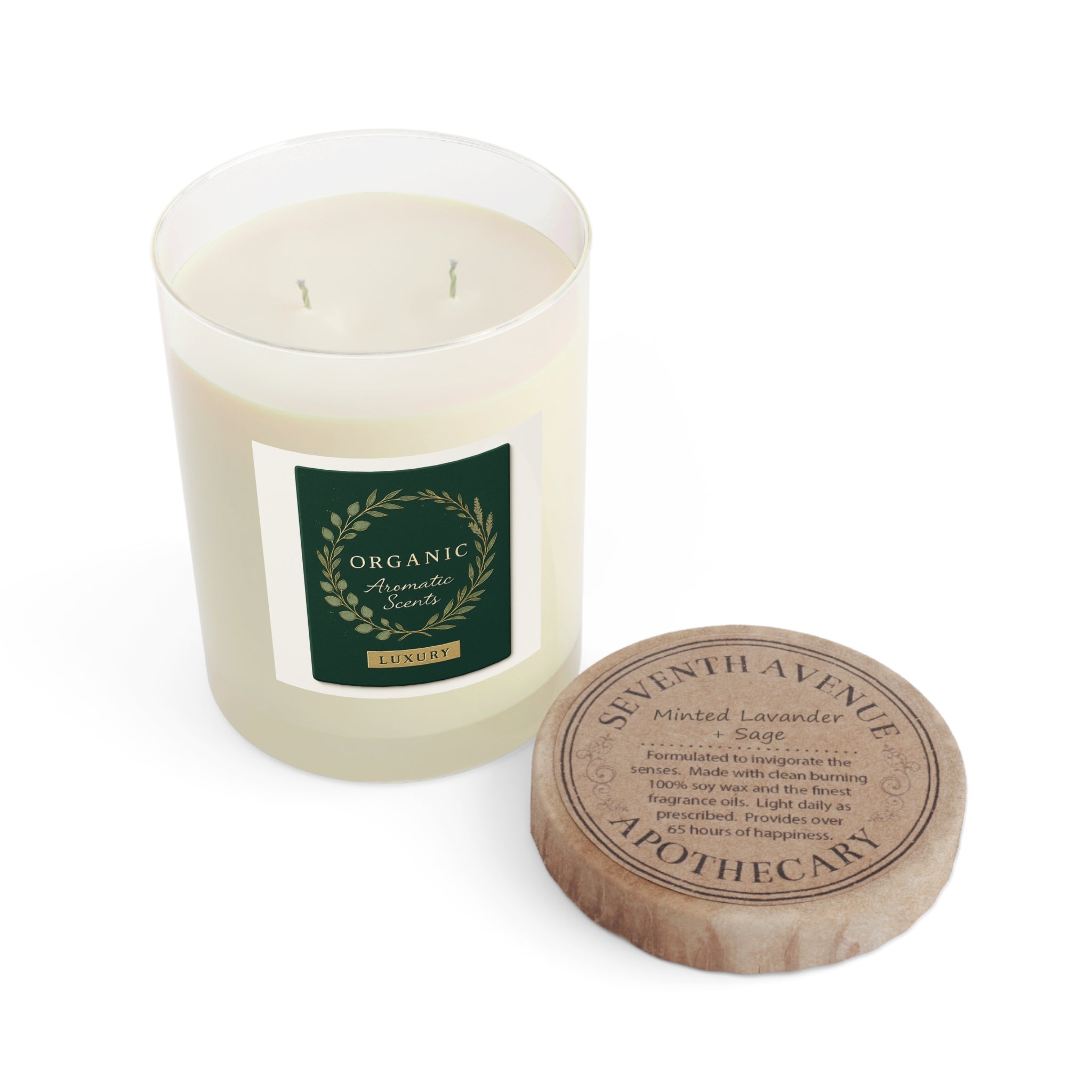 Luxury Organic Aromatic Scents Candle – 11oz Scented Glass Jar