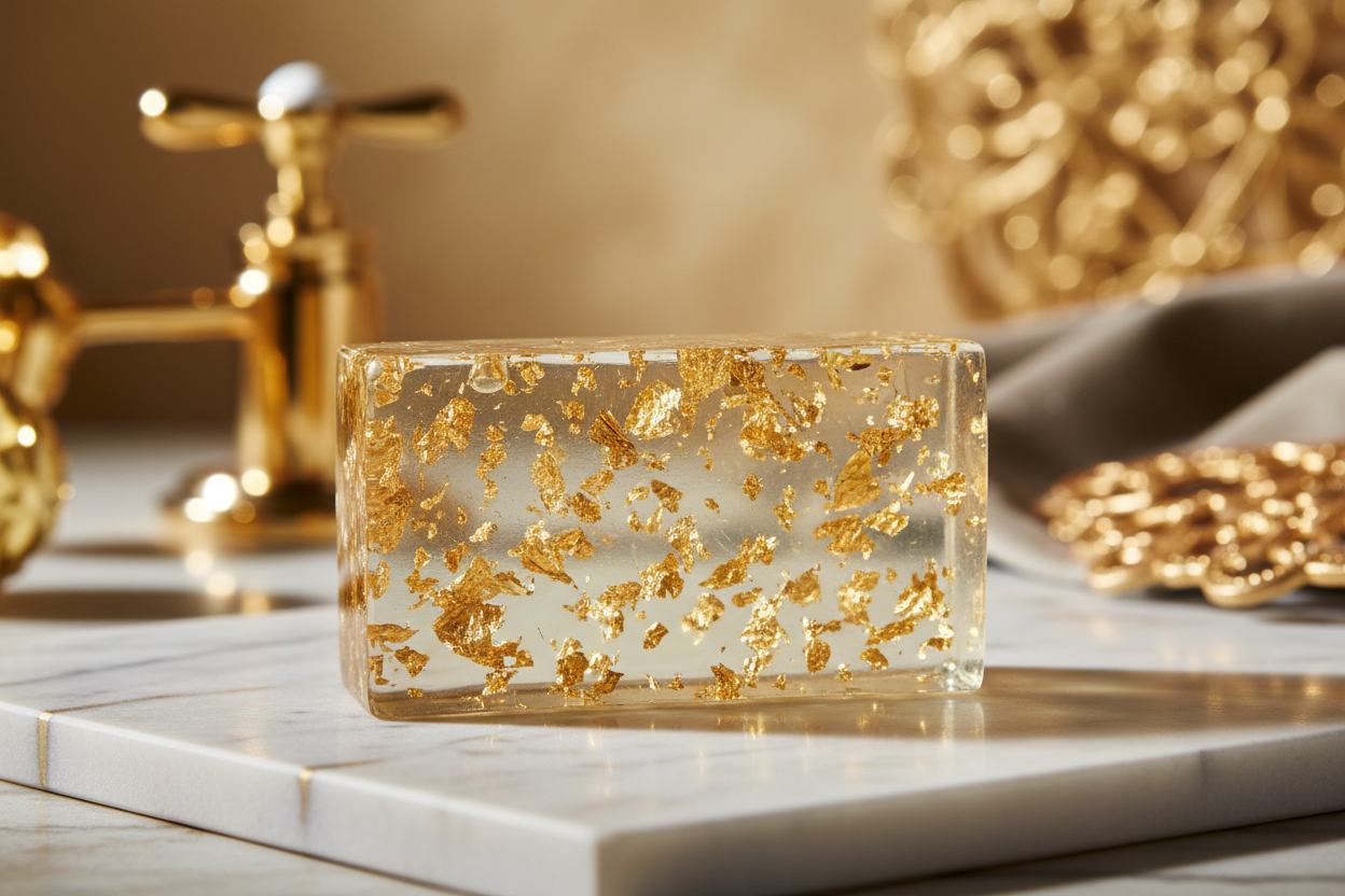 Gold clear 24k soap with back round luxury