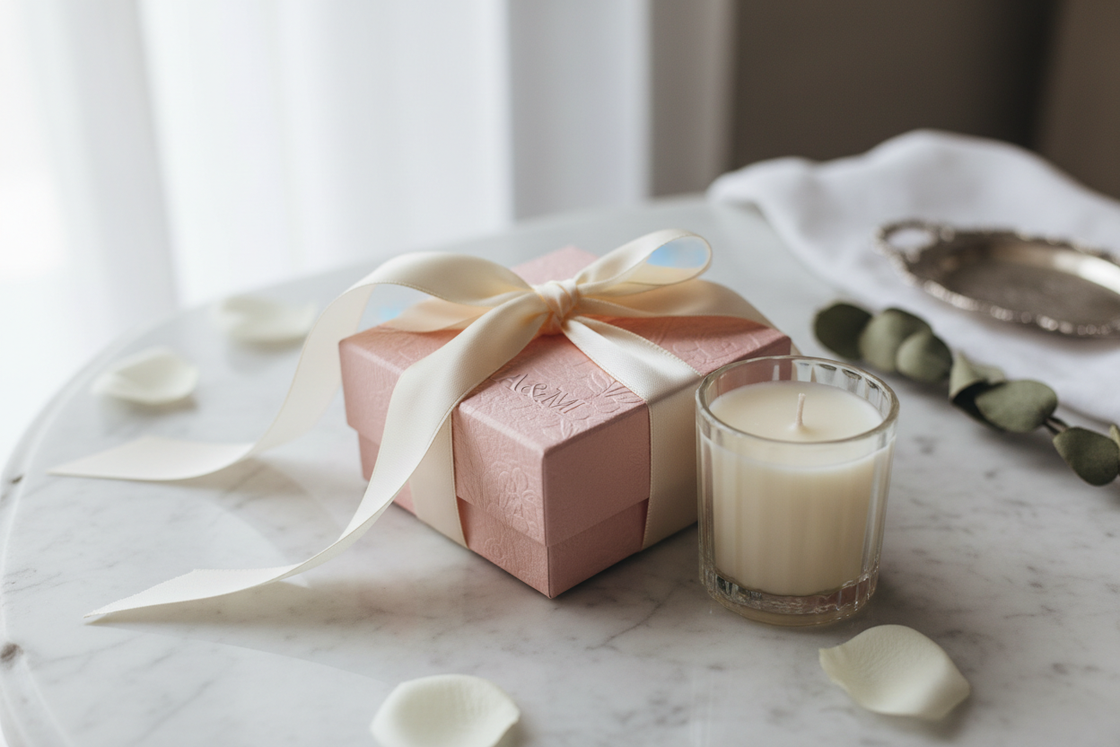 wedding favor candle in box